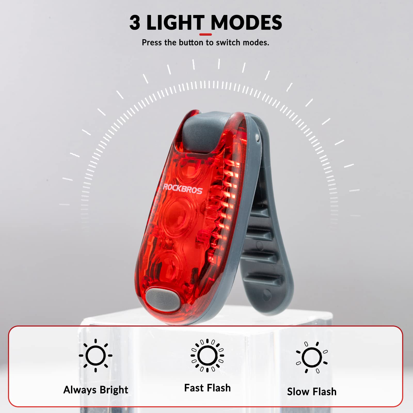 ROCKBROS Waterproof Bike Rear Tail Lights 2 Pack with 3 Light Modes