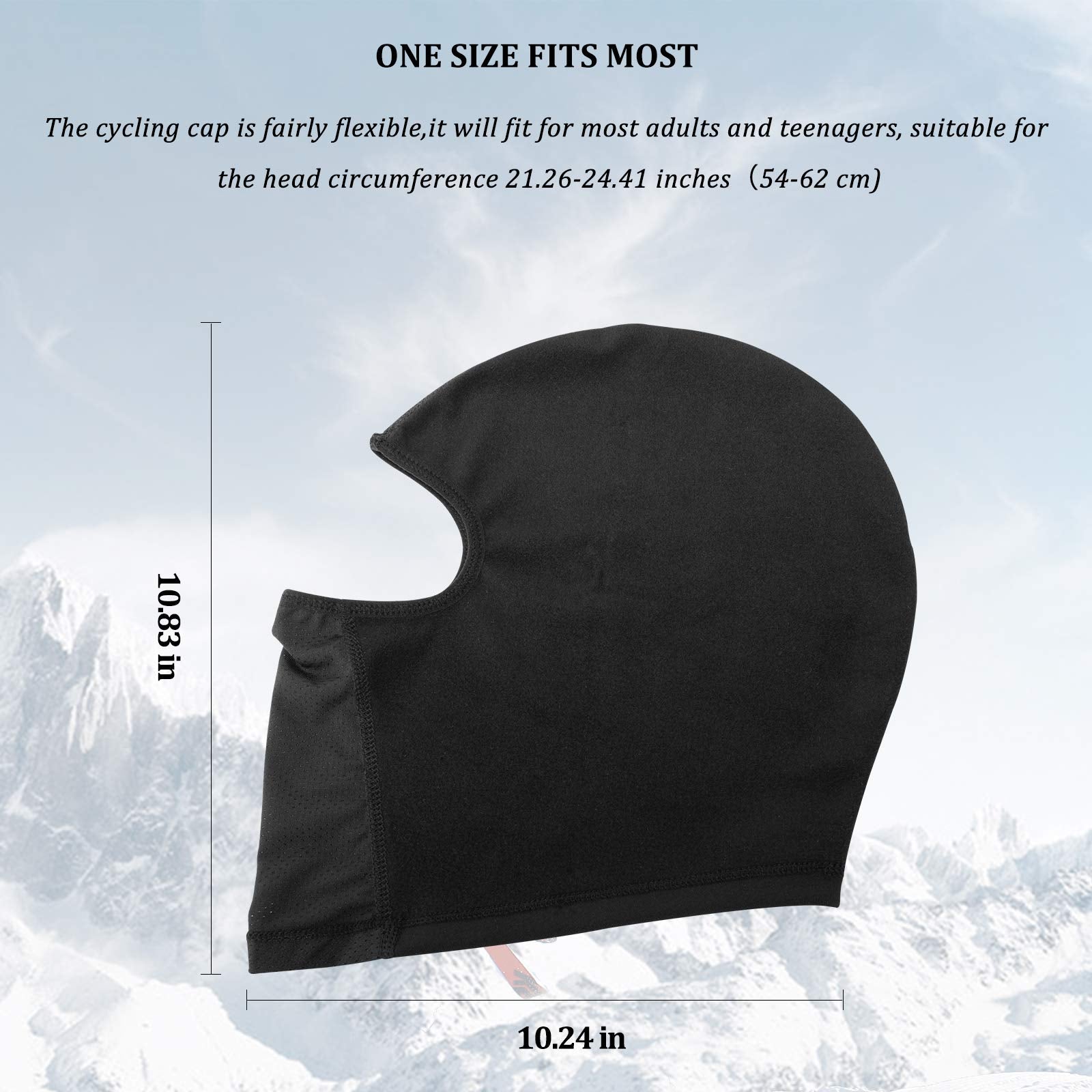 ROCKBROS Windproof Balaclava Winter Face Cover  Thermal Fleece Neck Warmer #Style_Black-With holes for glasses