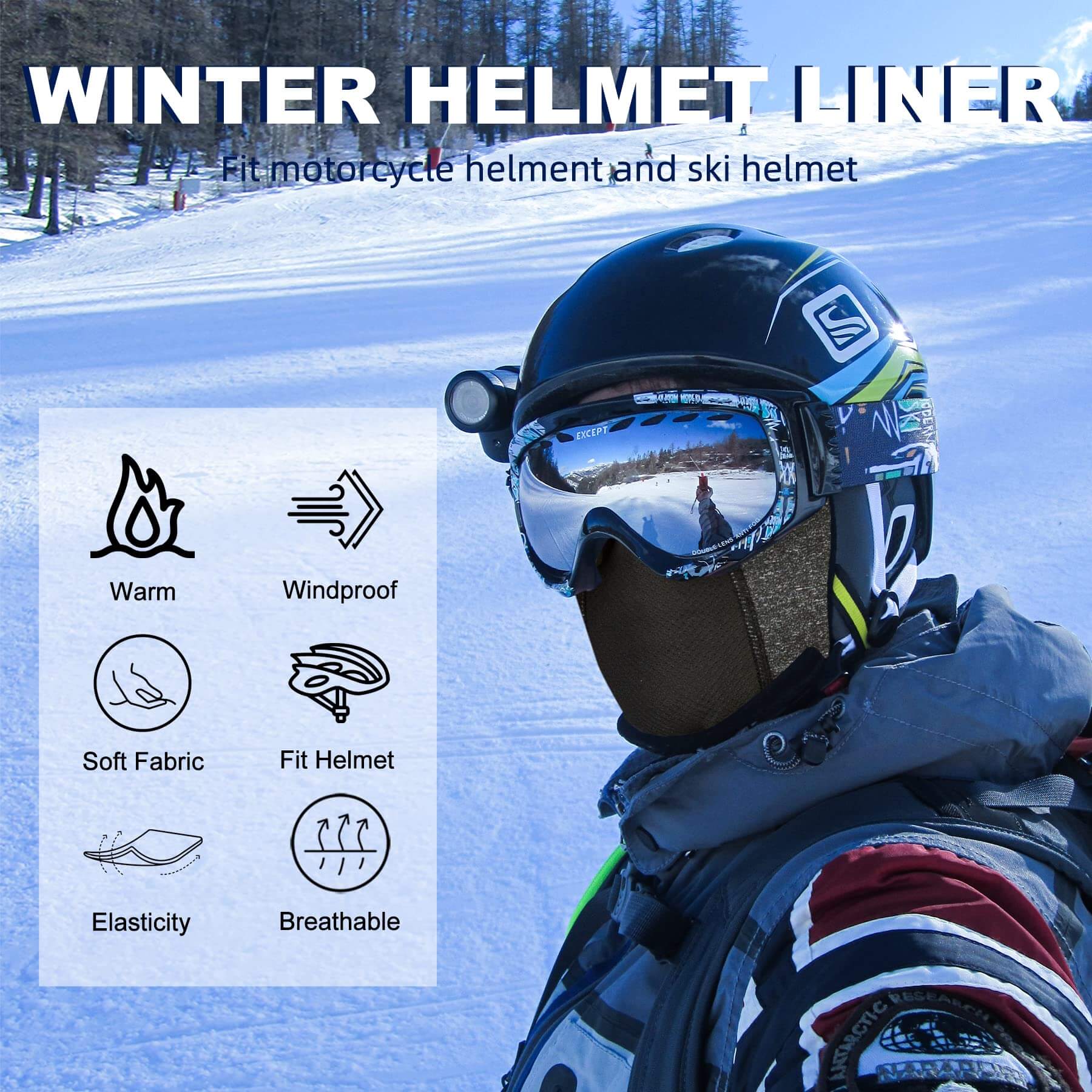 ROCKBROS windproof winter balaclava, full-face mask with glasses holes in grey#Color_Grey