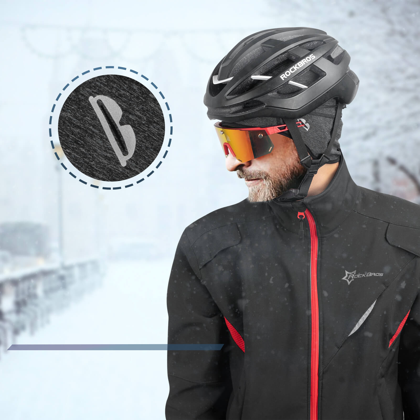 ROCKBROS Windproof Winter Cycling Hat Warm Lightweight Unisex Cap #Color_Gray