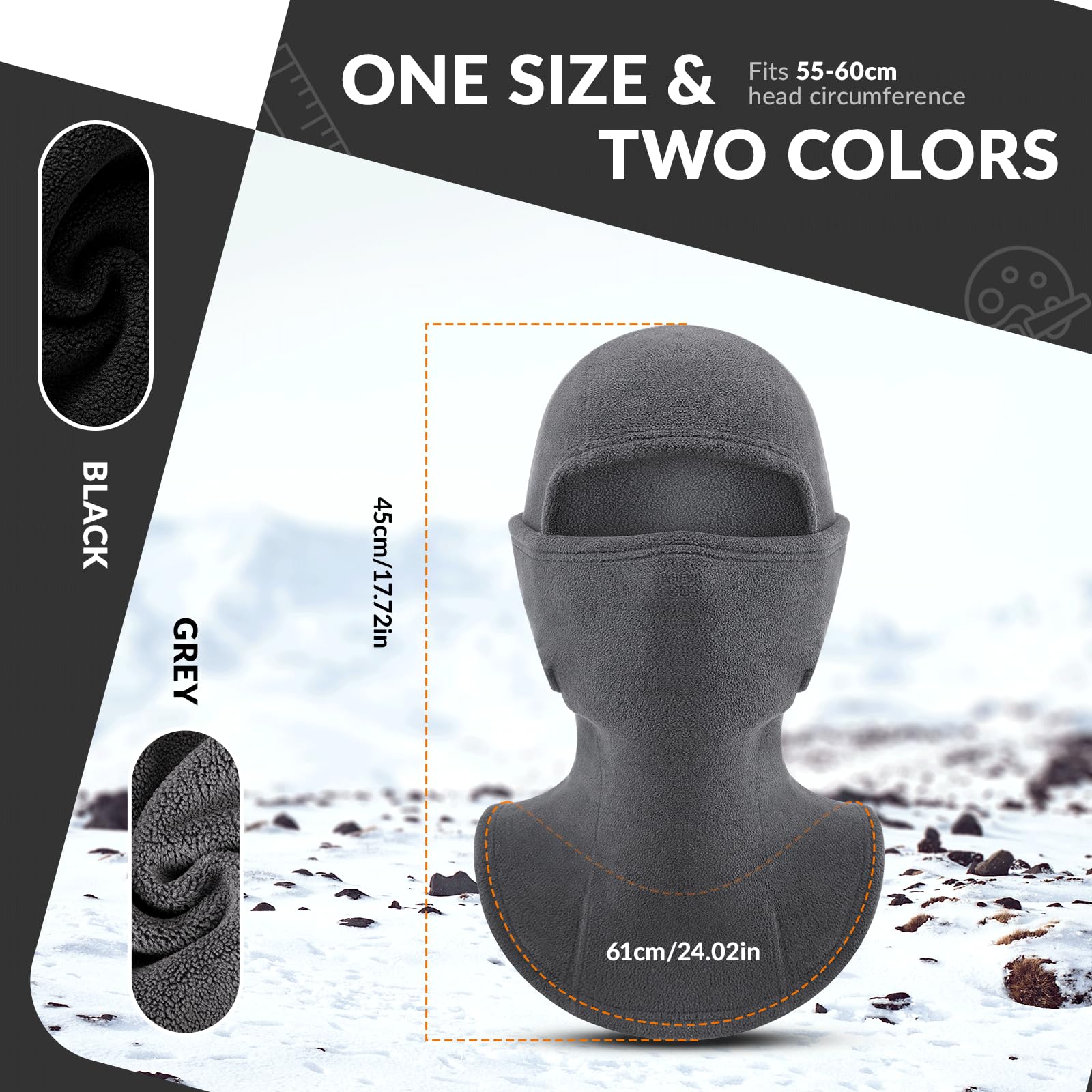 ROCKBROS Winter Balaclava Windproof Fleece Ski Mask for Men and Women #Color_Grey