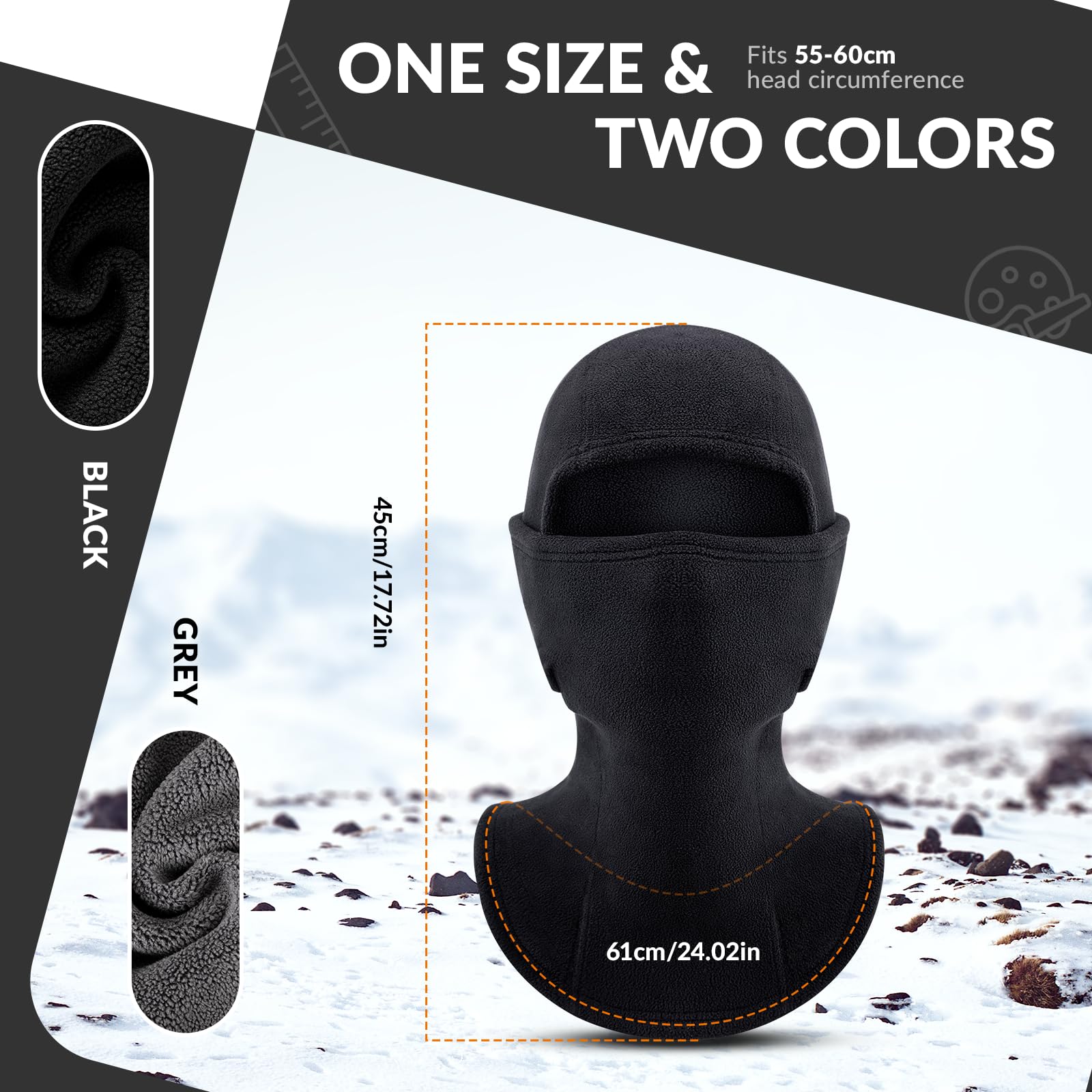 ROCKBROS Winter Balaclava Windproof Fleece Ski Mask for Men and Women #Color_Black