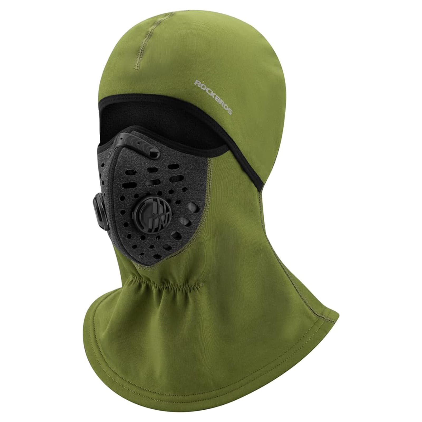 ROCKBROS winter balaclava with filter, thermal and windproof headcover, ideal for cycling and outdoor activities in cold weather #Color_Green