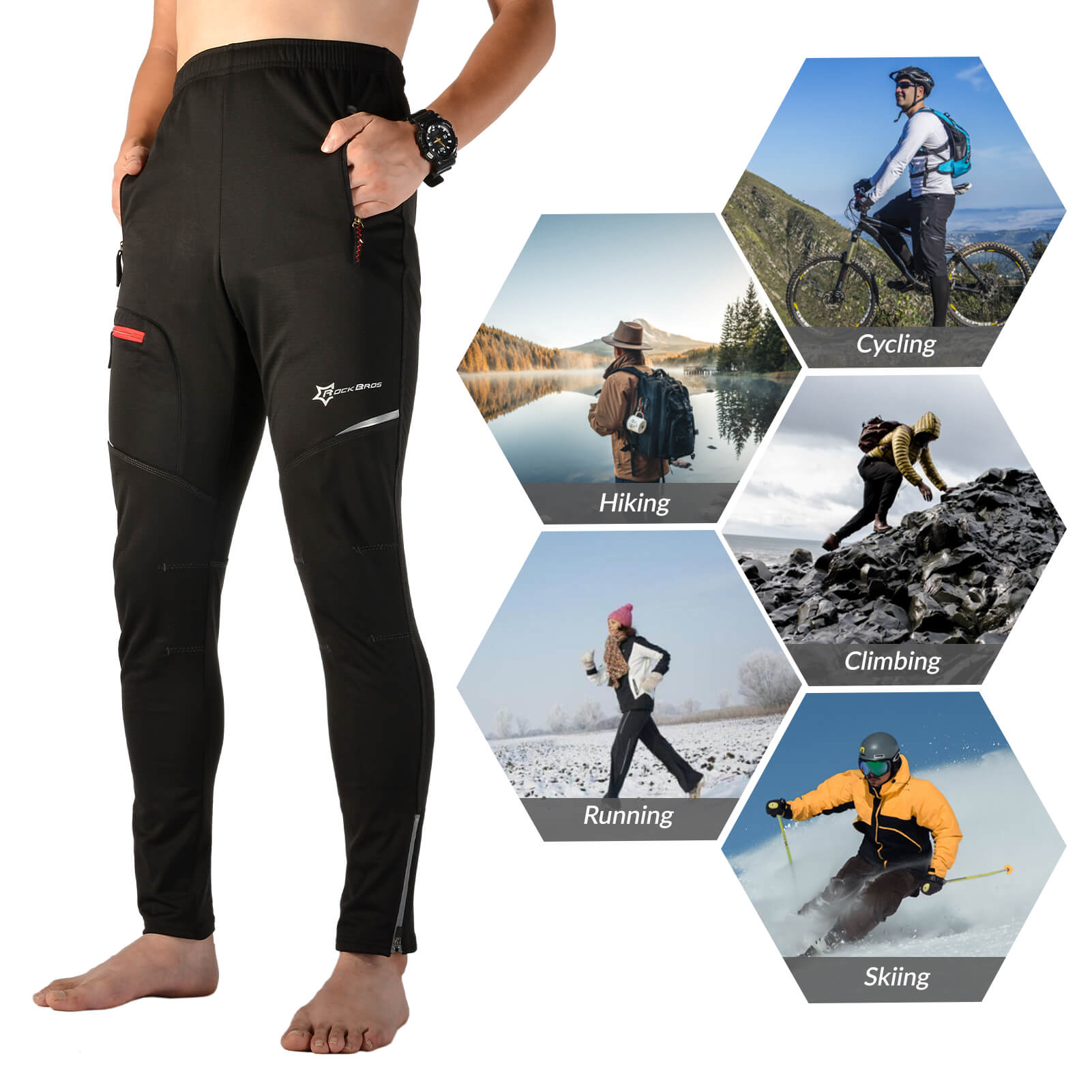 ROCKBROS Winter Cycling Fleece Trousers – Windproof & Breathable Cold Weather Pants