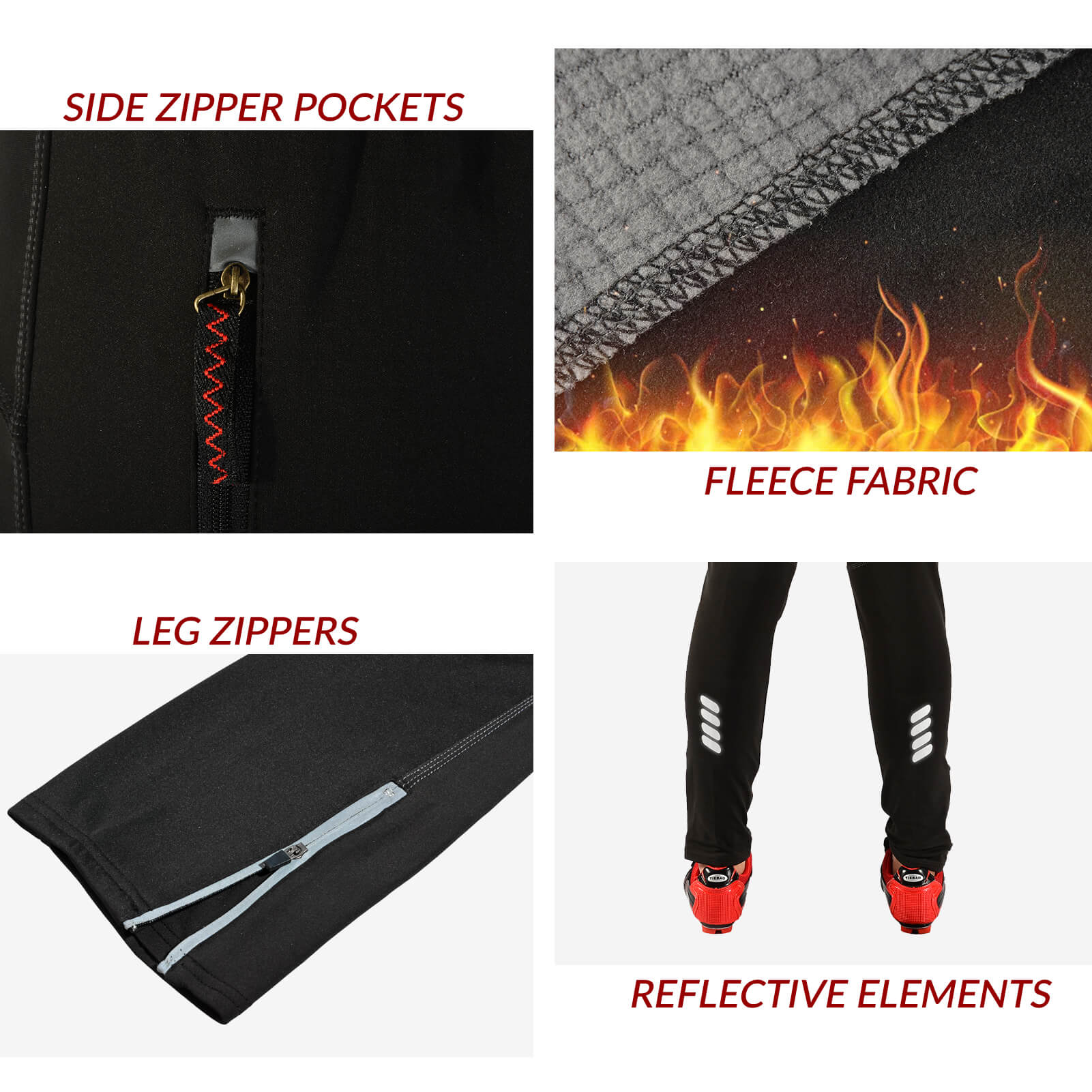 ROCKBROS Winter Cycling Fleece Trousers – Windproof & Breathable Cold Weather Pants
