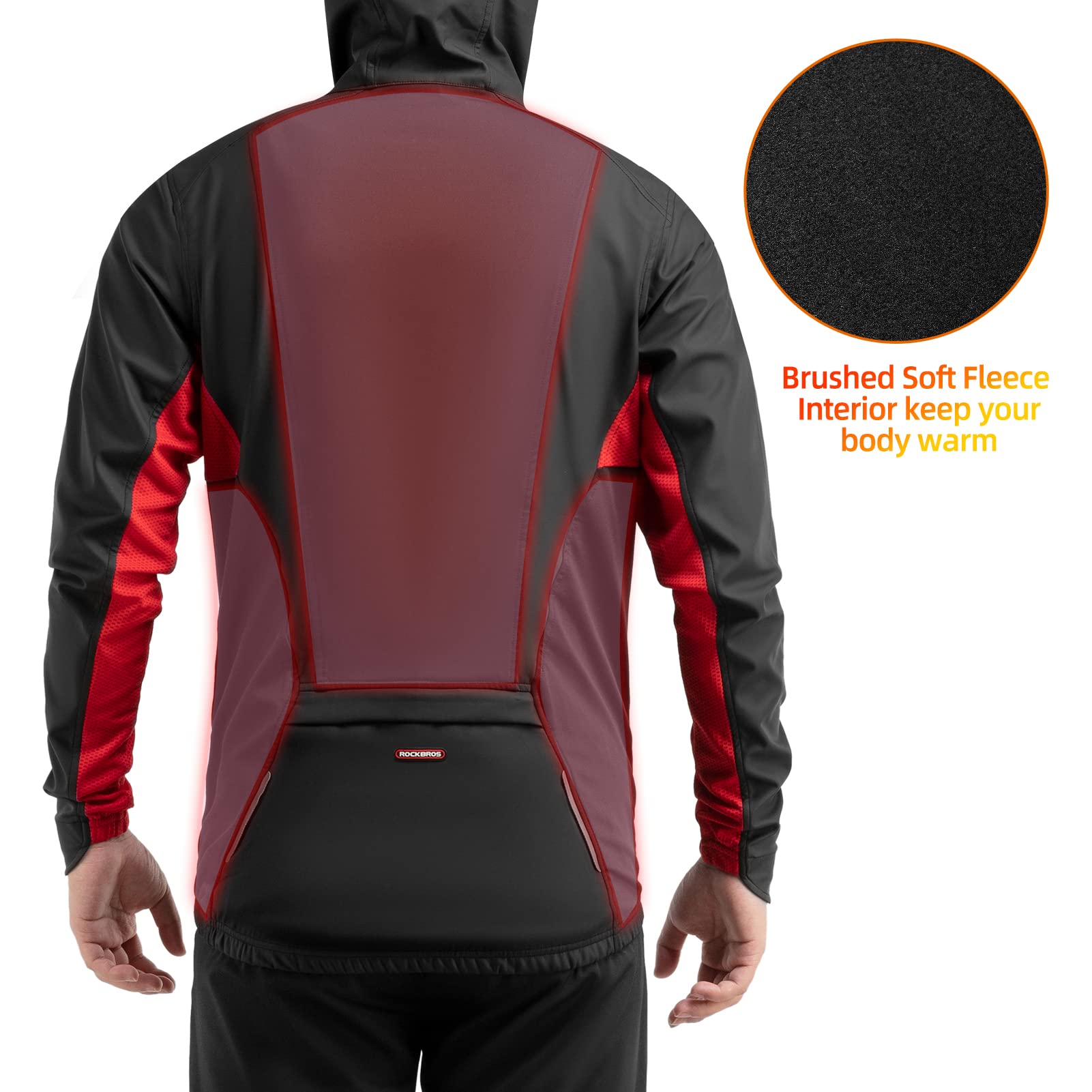 ROCKBROS Winter Cycling Jacket for Men Outdoor Sports Soft Shell Jacket