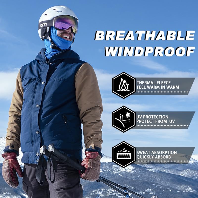 ROCKBROS Winter Cycling Mask Fleece Warm Windproof Balaclava Ski Mask #Color_Blue