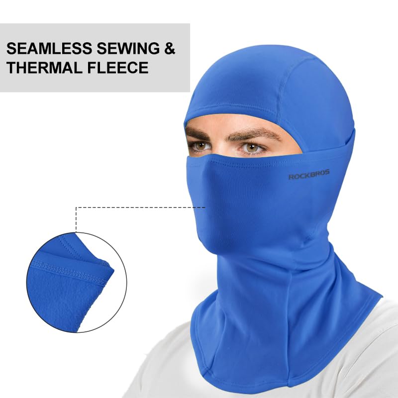 ROCKBROS Winter Cycling Mask Fleece Warm Windproof Balaclava Ski Mask #Color_Blue