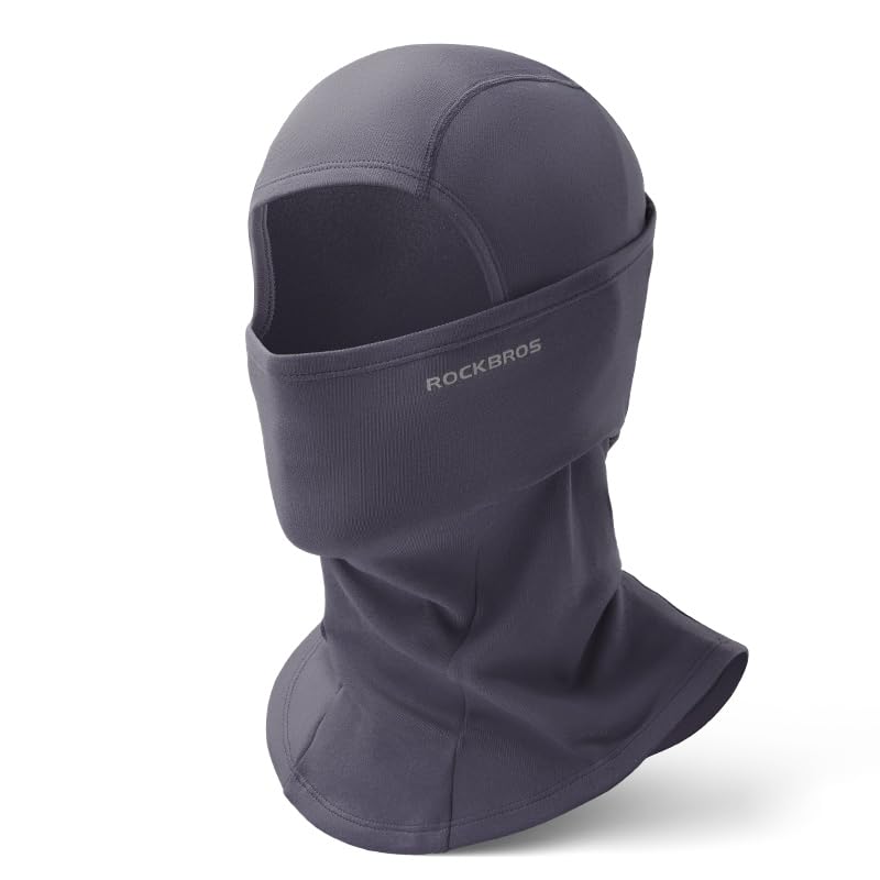 ROCKBROS Winter Cycling Mask Fleece Warm Windproof Balaclava Ski Mask #Color_Cement Gray