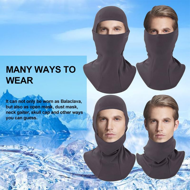 ROCKBROS Winter Cycling Mask Fleece Warm Windproof Balaclava Ski Mask #Color_Cement Gray