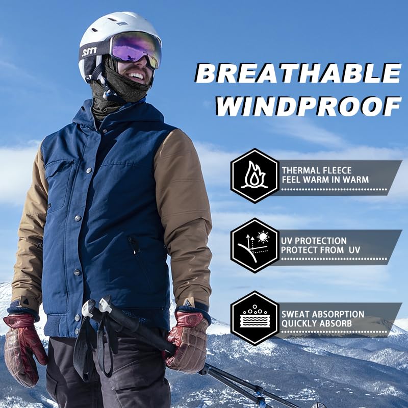 ROCKBROS Winter Cycling Mask Fleece Warm Windproof Balaclava Ski Mask #Color_Dark Grey
