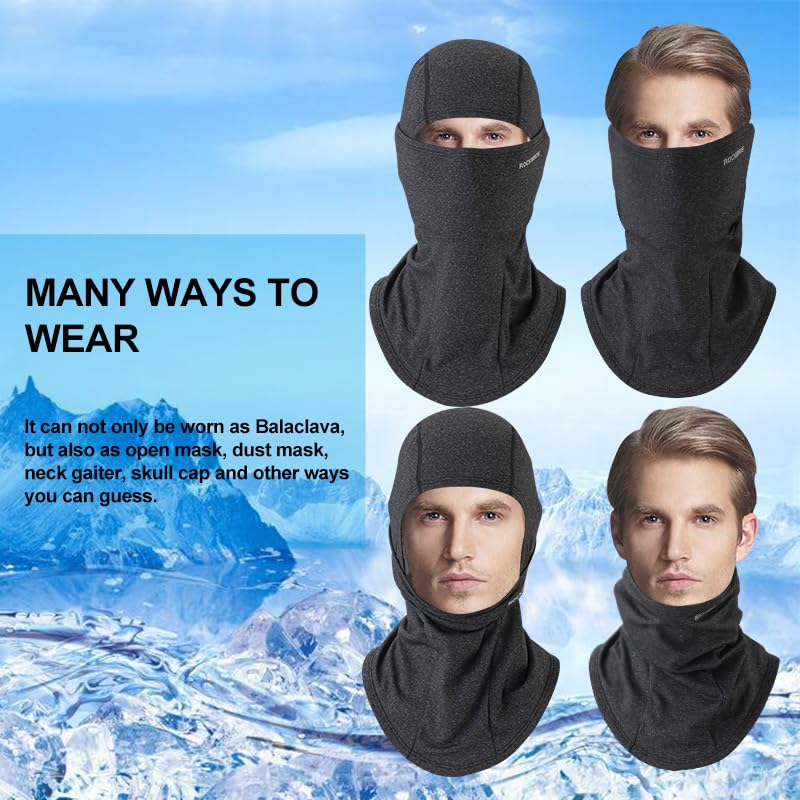 ROCKBROS Winter Cycling Mask Fleece Warm Windproof Balaclava Ski Mask #Color_Dark Grey