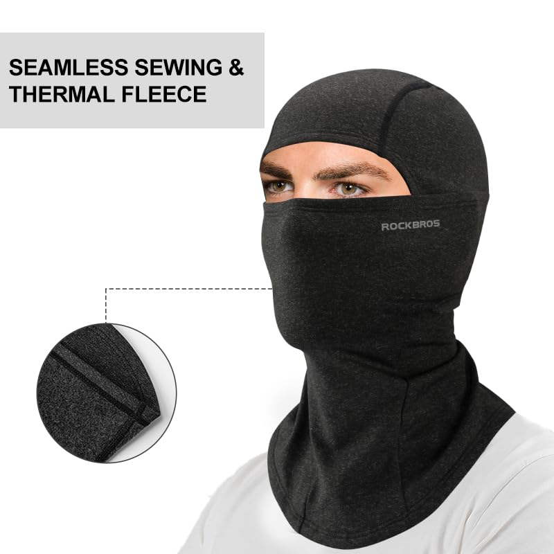 ROCKBROS Winter Cycling Mask Fleece Warm Windproof Balaclava Ski Mask #Color_Dark Grey