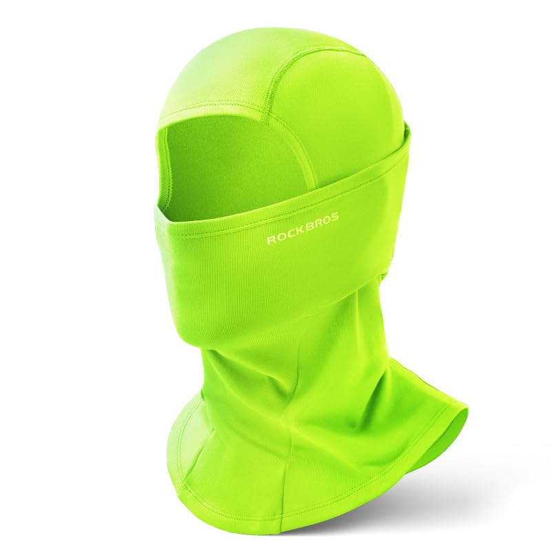 ROCKBROS Winter Cycling Mask Fleece Warm Windproof Balaclava Ski Mask #Color_Fluorescent Green