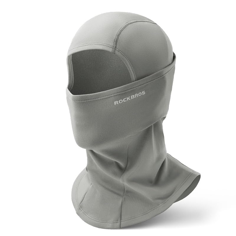ROCKBROS Winter Cycling Mask Fleece Warm Windproof Balaclava Ski Mask #Color_Light Grey