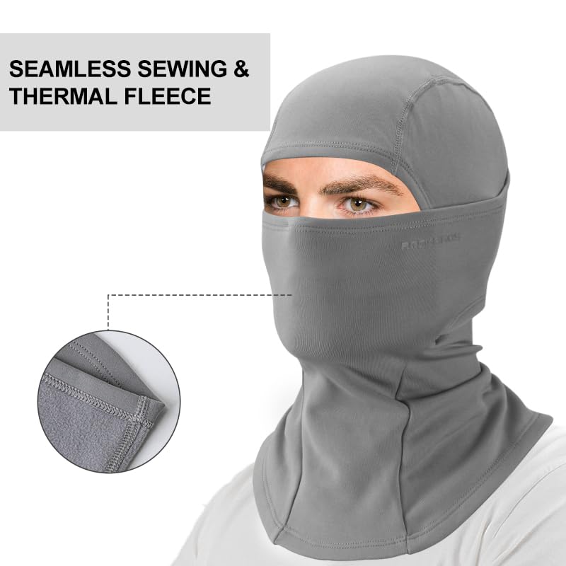 ROCKBROS Winter Cycling Mask Fleece Warm Windproof Balaclava Ski Mask #Color_Light Grey