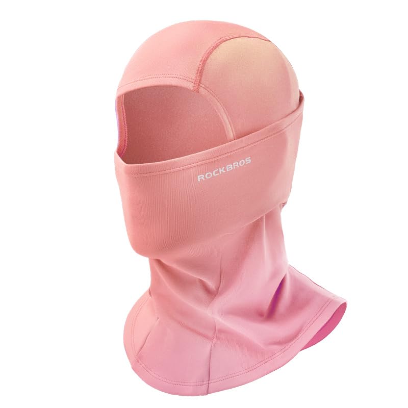 ROCKBROS Winter Cycling Mask Fleece Warm Windproof Balaclava Ski Mask #Color_Pink