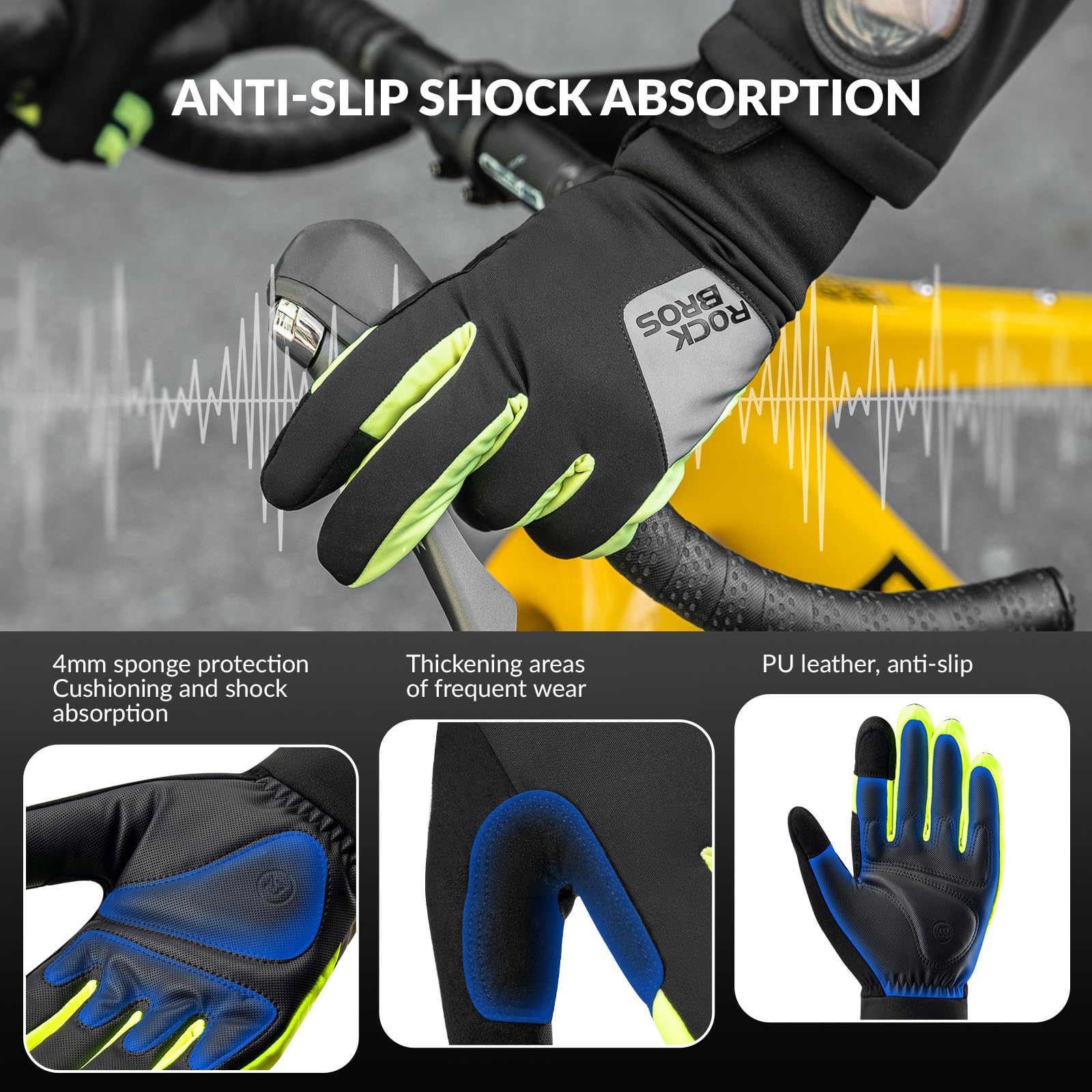 ROCKBROS Winter Gloves Thermal Cycling Gloves Non-slip Touch Screen Gloves