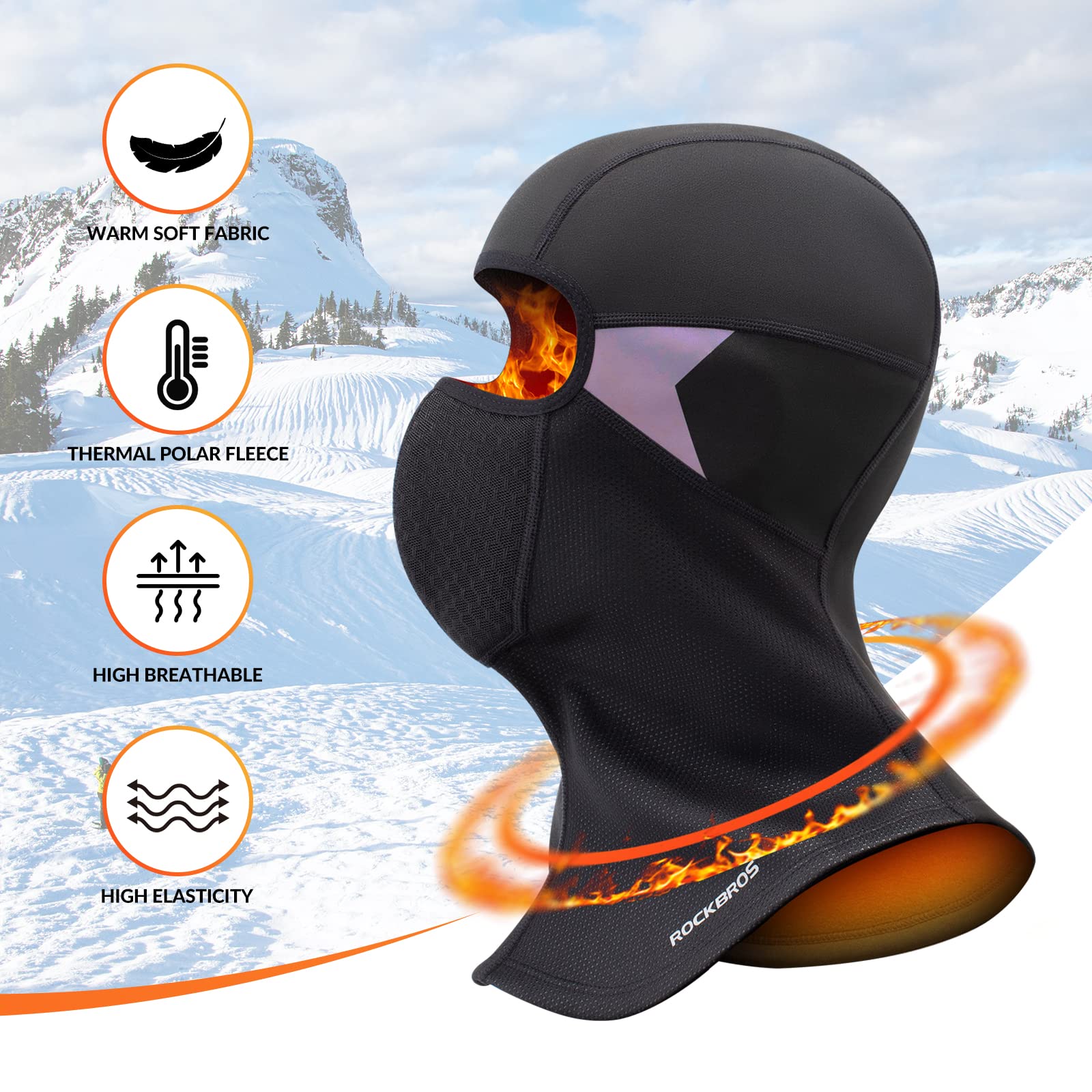 ROCKBROS Winter Windproof Balaclava Full Face Mask for Motorbike Ski Unisex