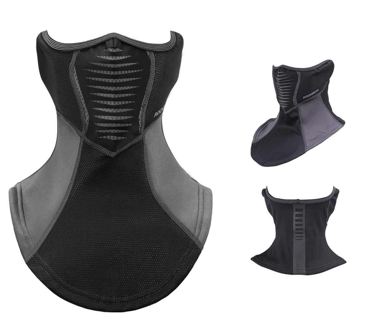 ROCKBROS Winter Windproof Balaclava Warm Cycling Cover #Style_Half Face Black Gray