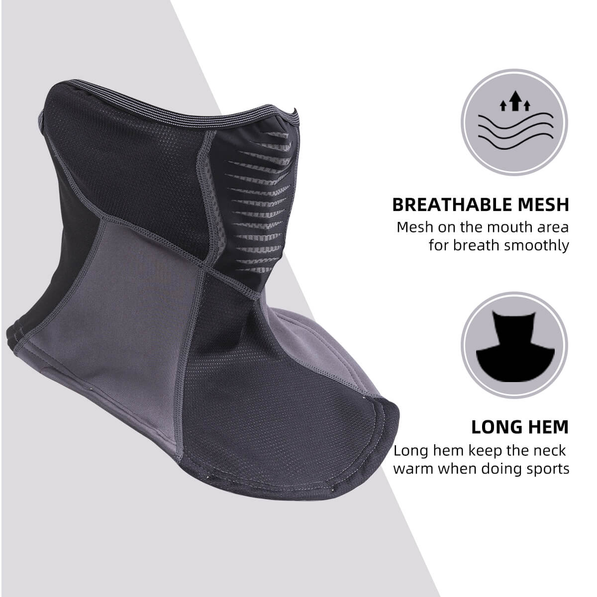 ROCKBROS Winter Windproof Balaclava Warm Cycling Cover #Style_Half Face Black Gray
