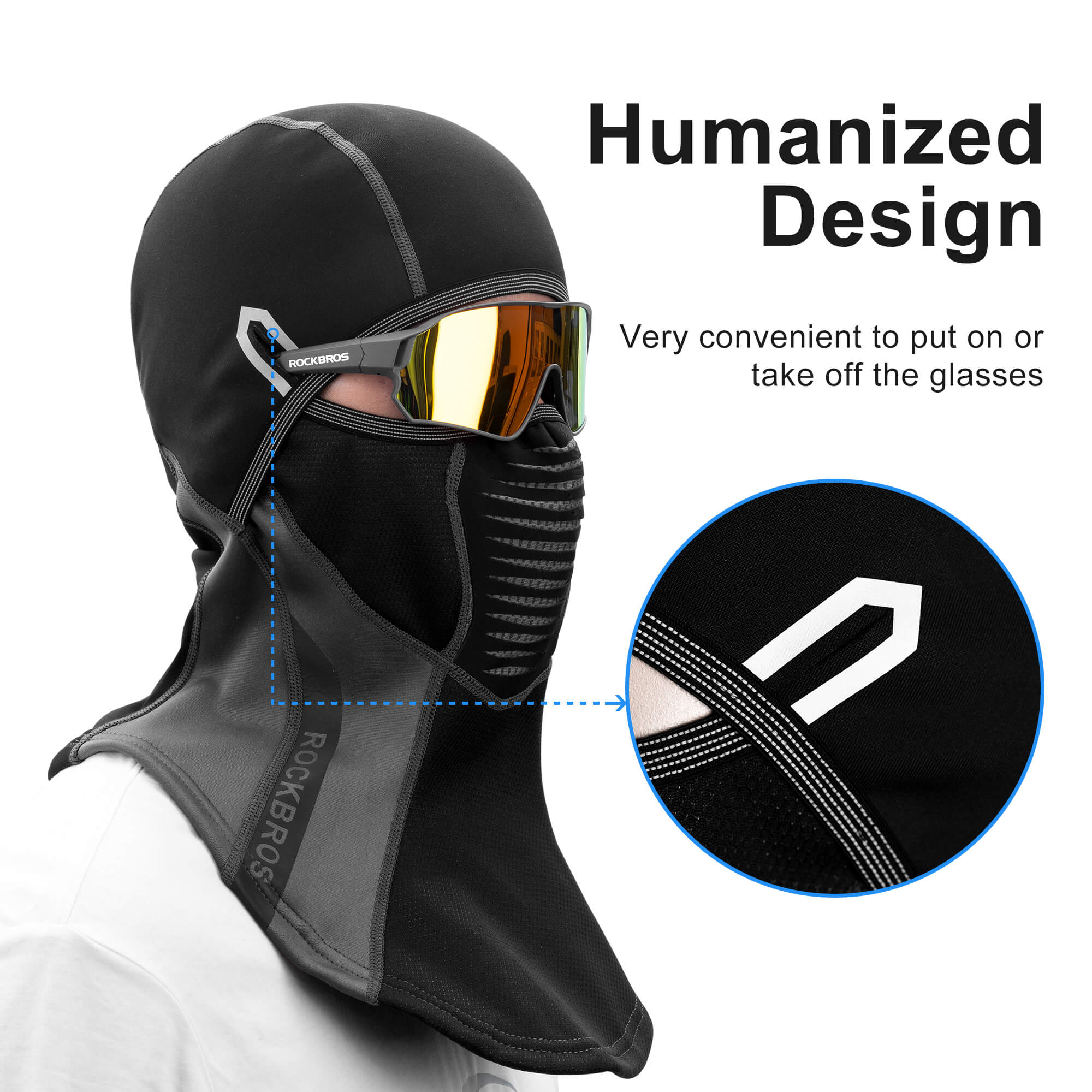 ROCKBROS Winter Windproof Balaclava Warm Cycling Cover #Style_Full Face Black Gray