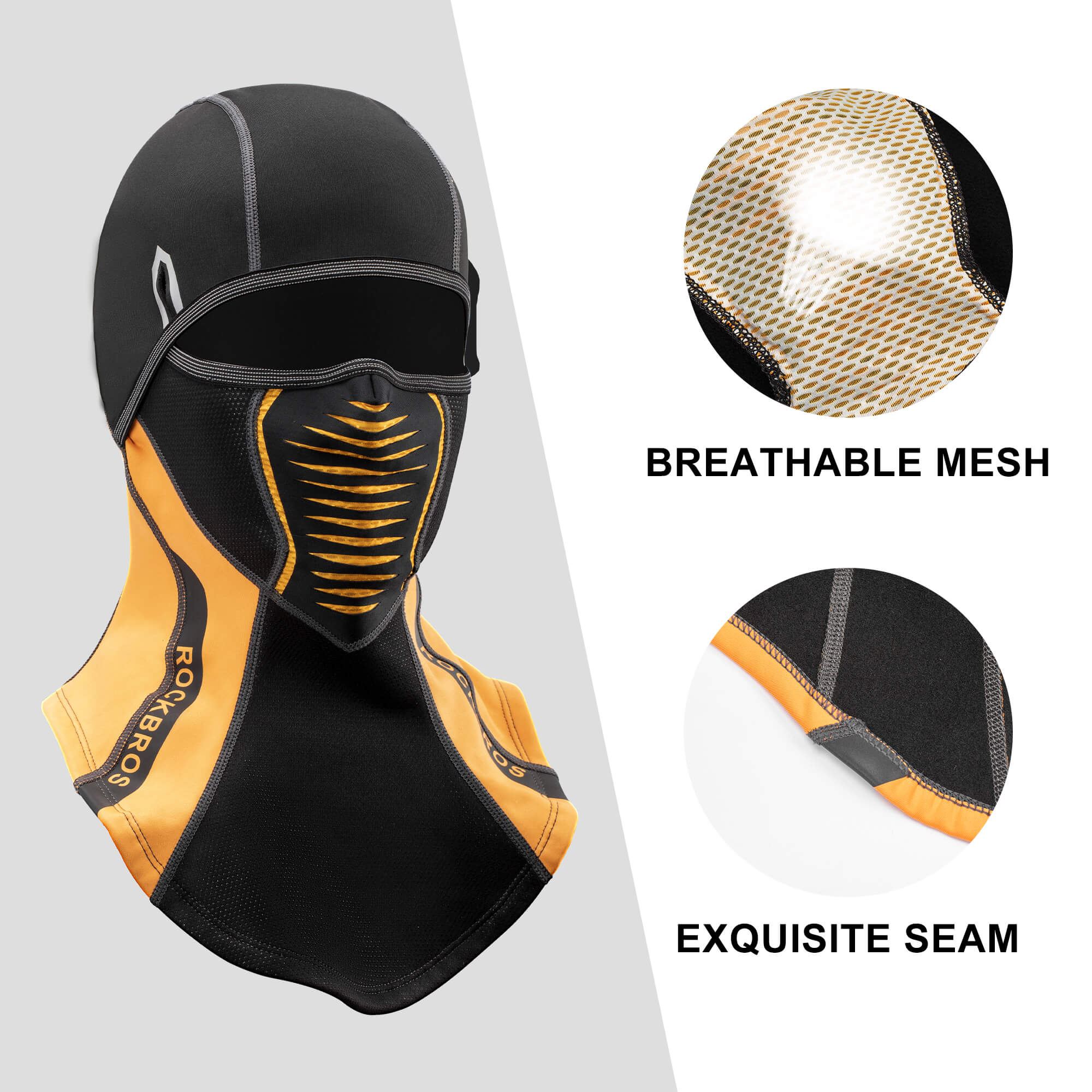 ROCKBROS Winter Windproof Balaclava Warm Cycling Cover #Style_Full Face Black Orange