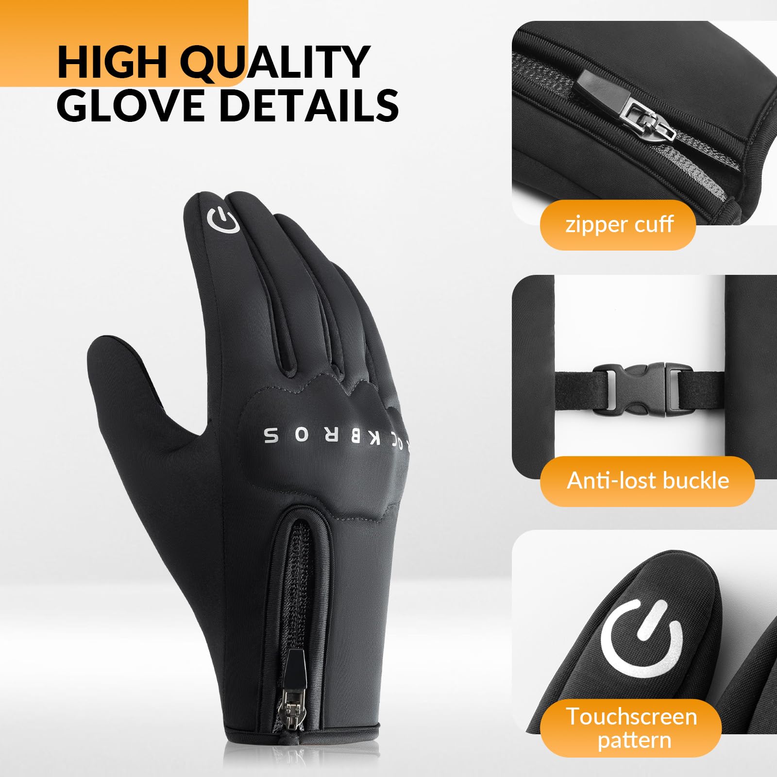 ROCKBROS Winter Windproof Thermal Anti-Slip Touchscreen Unisex Cycling Gloves