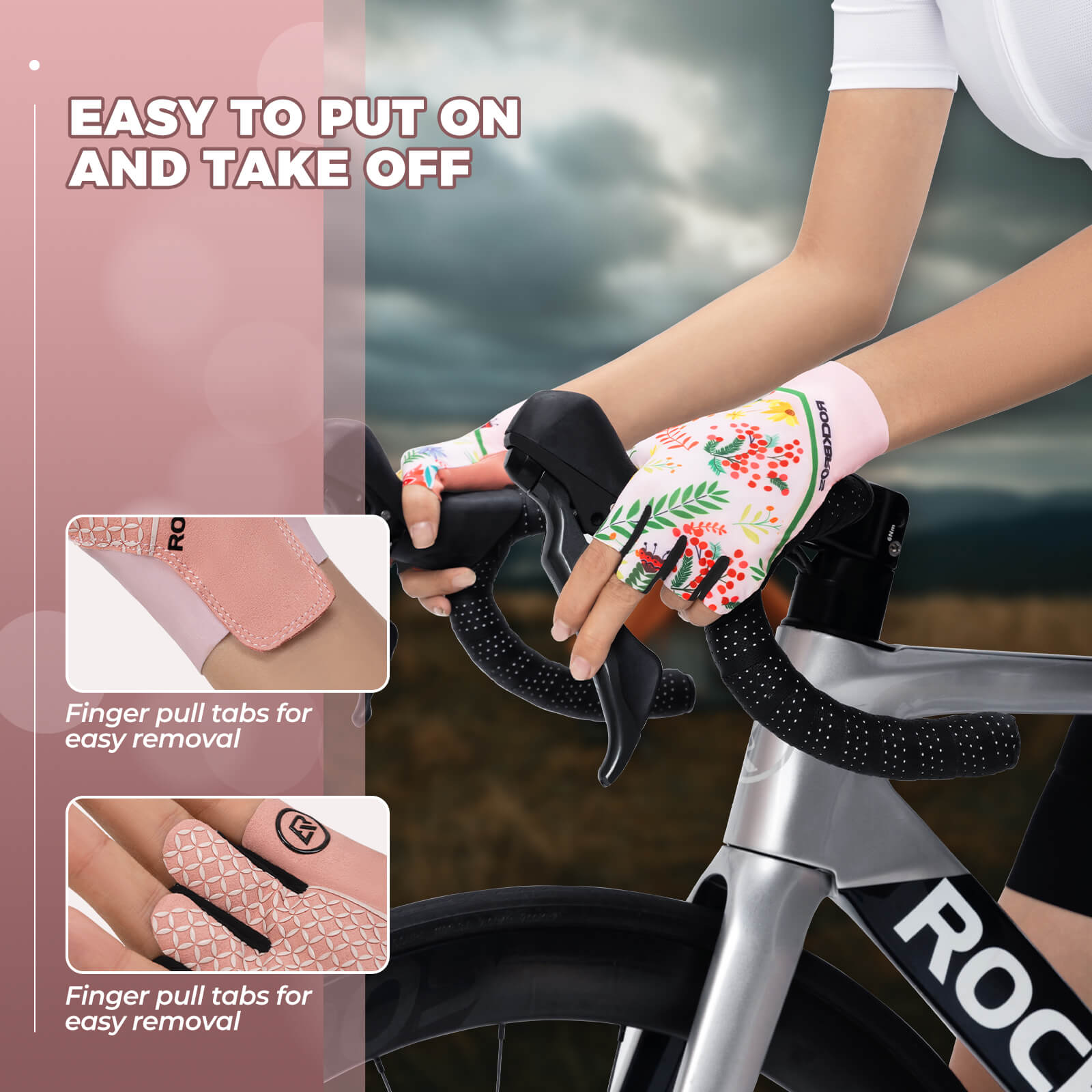 ROCKBROS Women’s Fingerless Cycling Gloves – Summer Breathable Bike Gloves