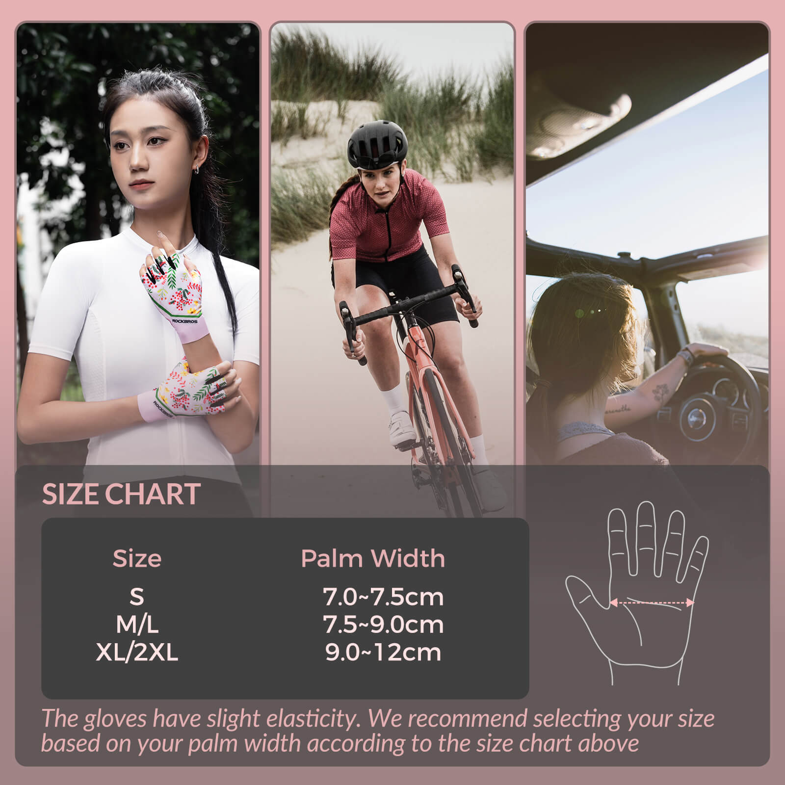 ROCKBROS Women’s Fingerless Cycling Gloves – Summer Breathable Bike Gloves