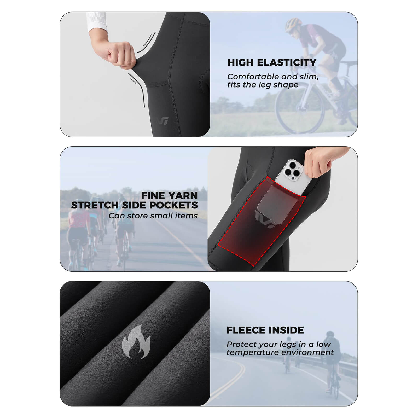 ROCKBROS Women's Winter Cycling Trousers 3D Padded Windproof Quick-Dry