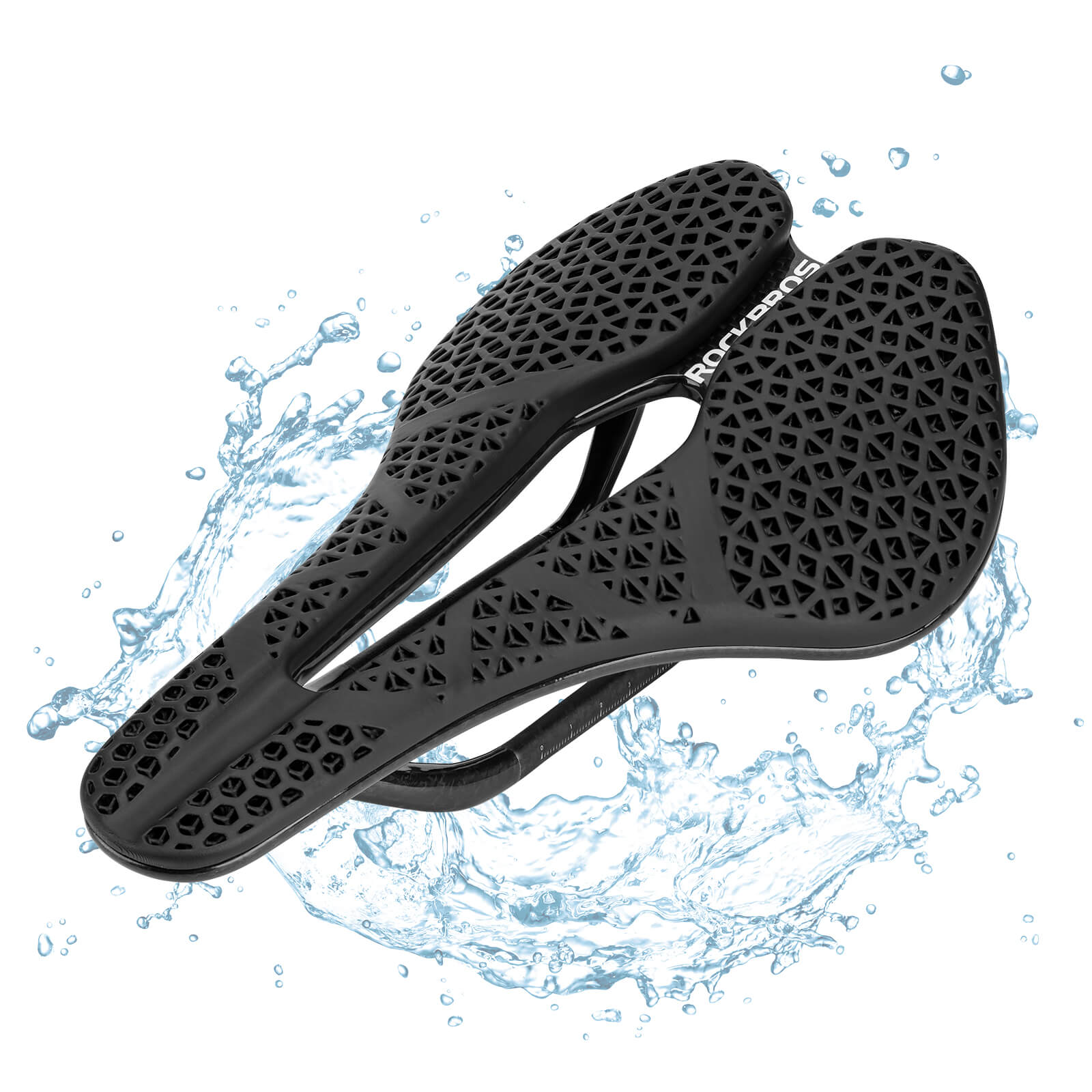 ROCKBROS 3D printed bicycle saddle featuring a lightweight carbon fibre base – model LF0214