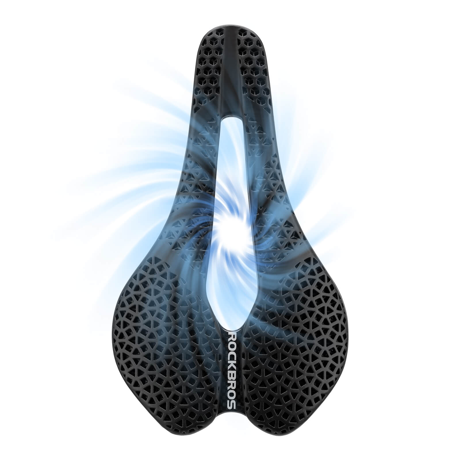 ROCKBROS 3D printed bicycle saddle featuring a lightweight carbon fibre base – model LF0214