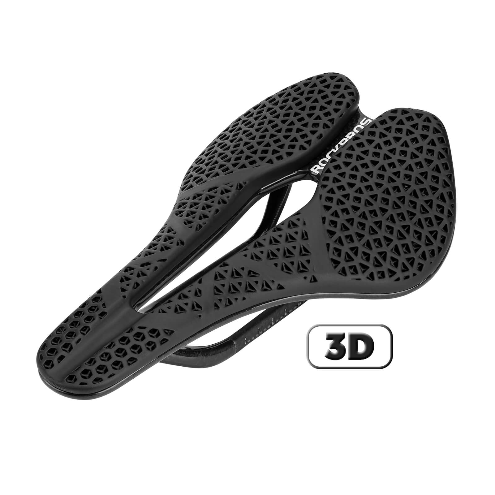 ROCKBROS 3D printed bicycle saddle featuring a lightweight carbon fibre base – model LF0214
