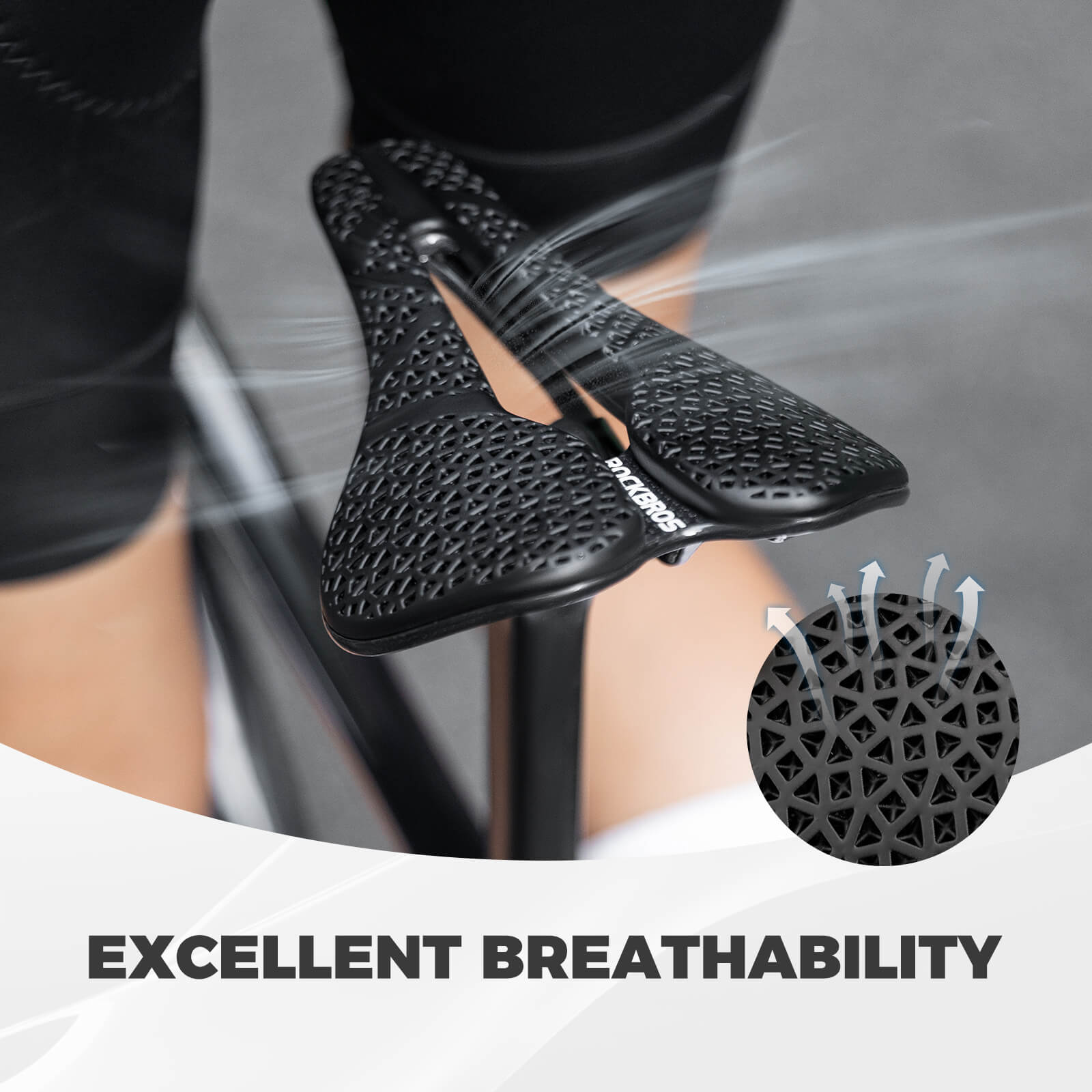 ROCKBROS 3D printed bicycle saddle featuring a lightweight carbon fibre base – model LF0214