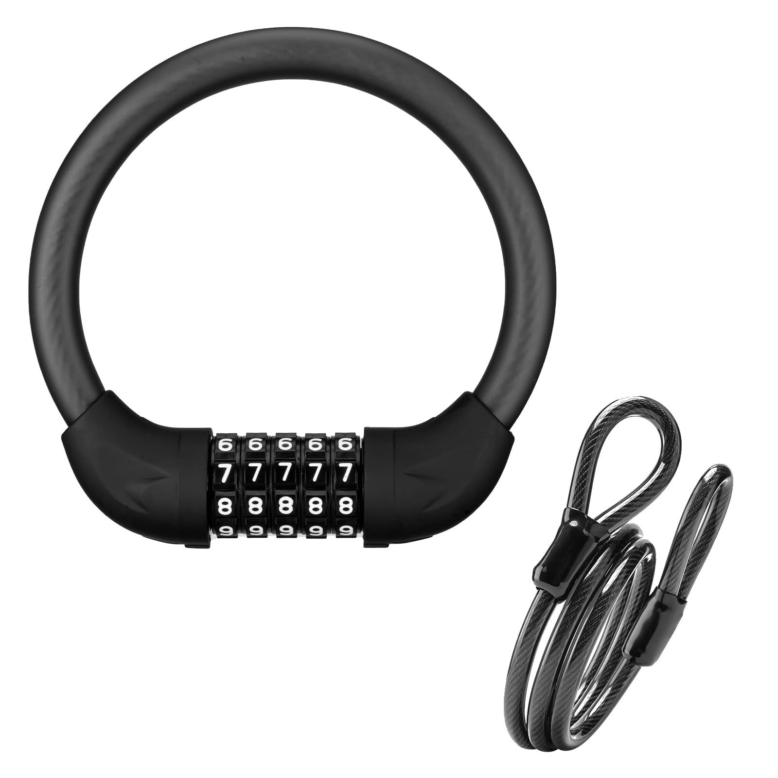 ROCKBROS 5-Digit Combination Bike Lock Anti-Theft Cable Lock 1.2m/2m