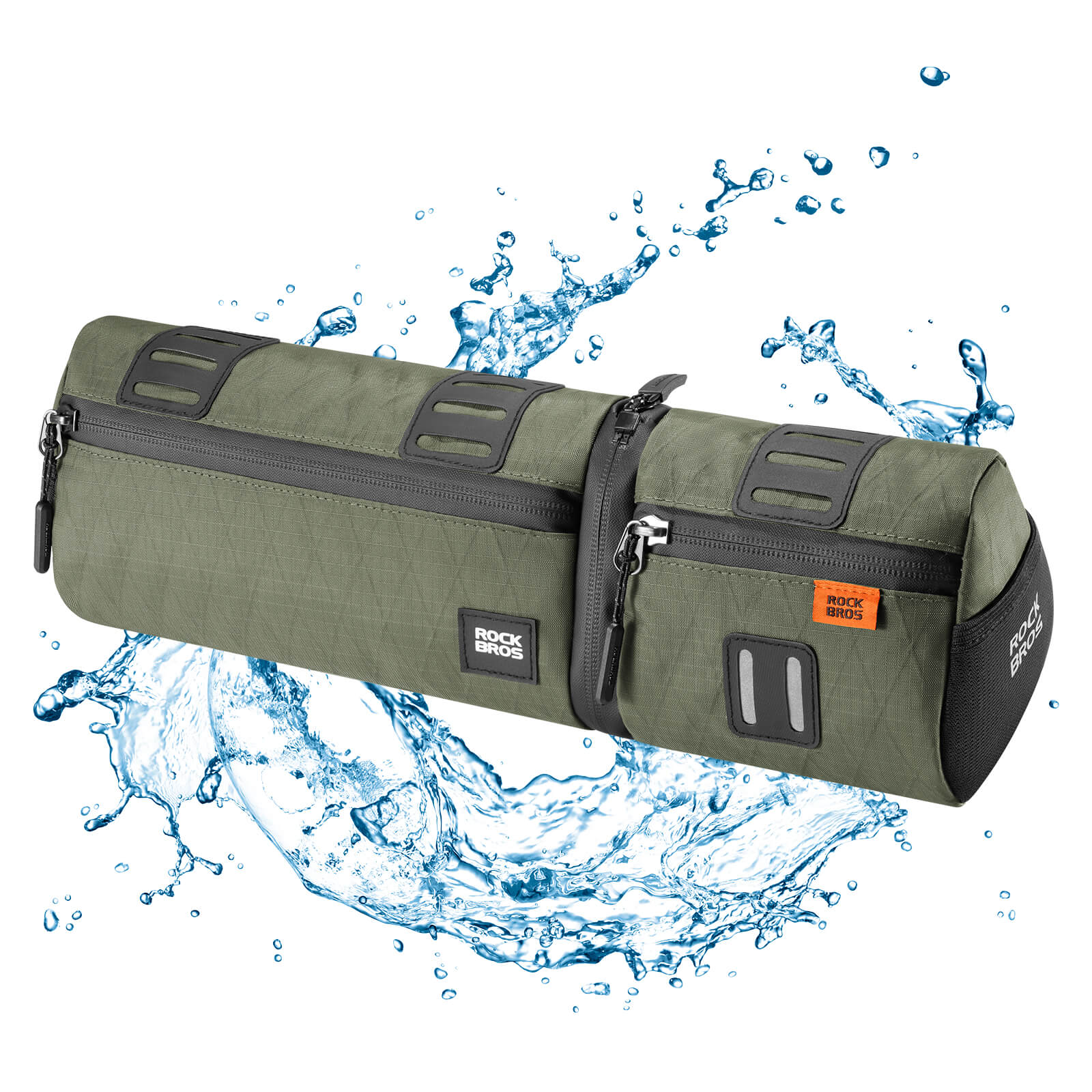 ROCKBROS versatile 2 in 1 bike bag, waterproof handlebar bag with shoulder strap, practical and durable for cycling. #Color_Army Green