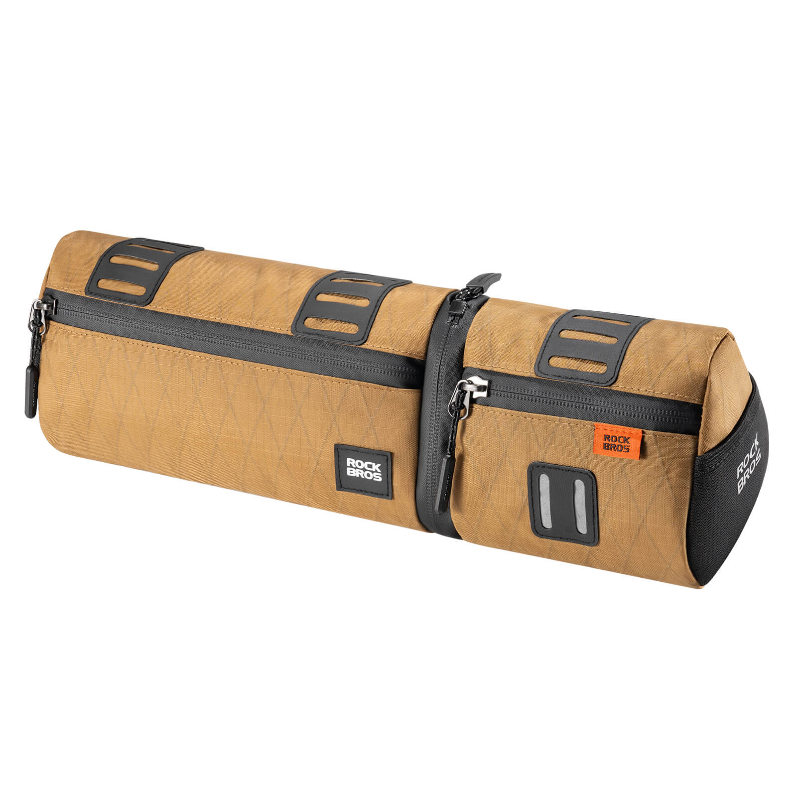 ROCKBROS versatile 2 in 1 bike bag, waterproof handlebar bag with shoulder strap, practical and durable for cycling. #Color_Amber