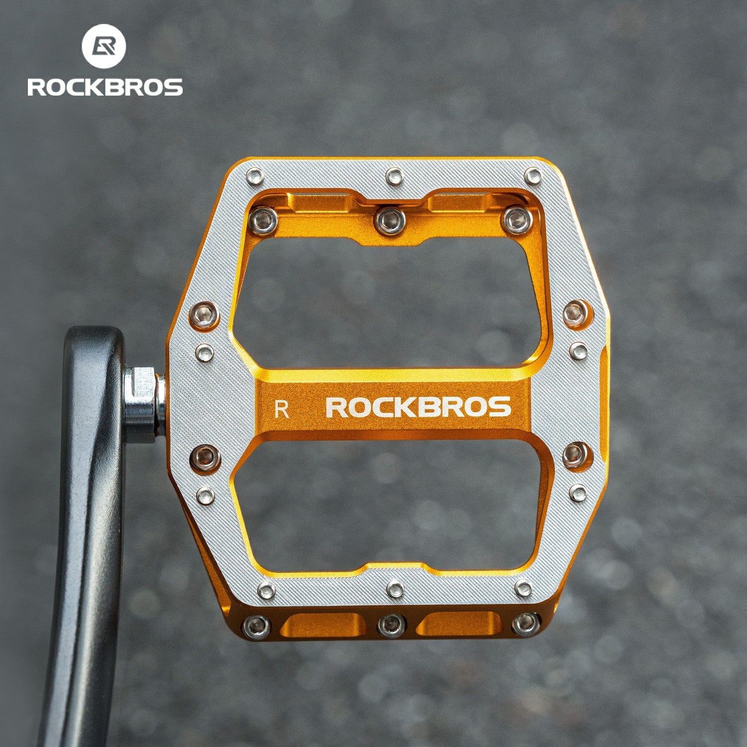 ROCKBROS_Bicycle_Pedals_Mountain_Bike_GRAVELBIKE_Aluminum_Alloy_Bearing_DH_Wider_Speed_High_Strength_Pedals #Color_Golden
