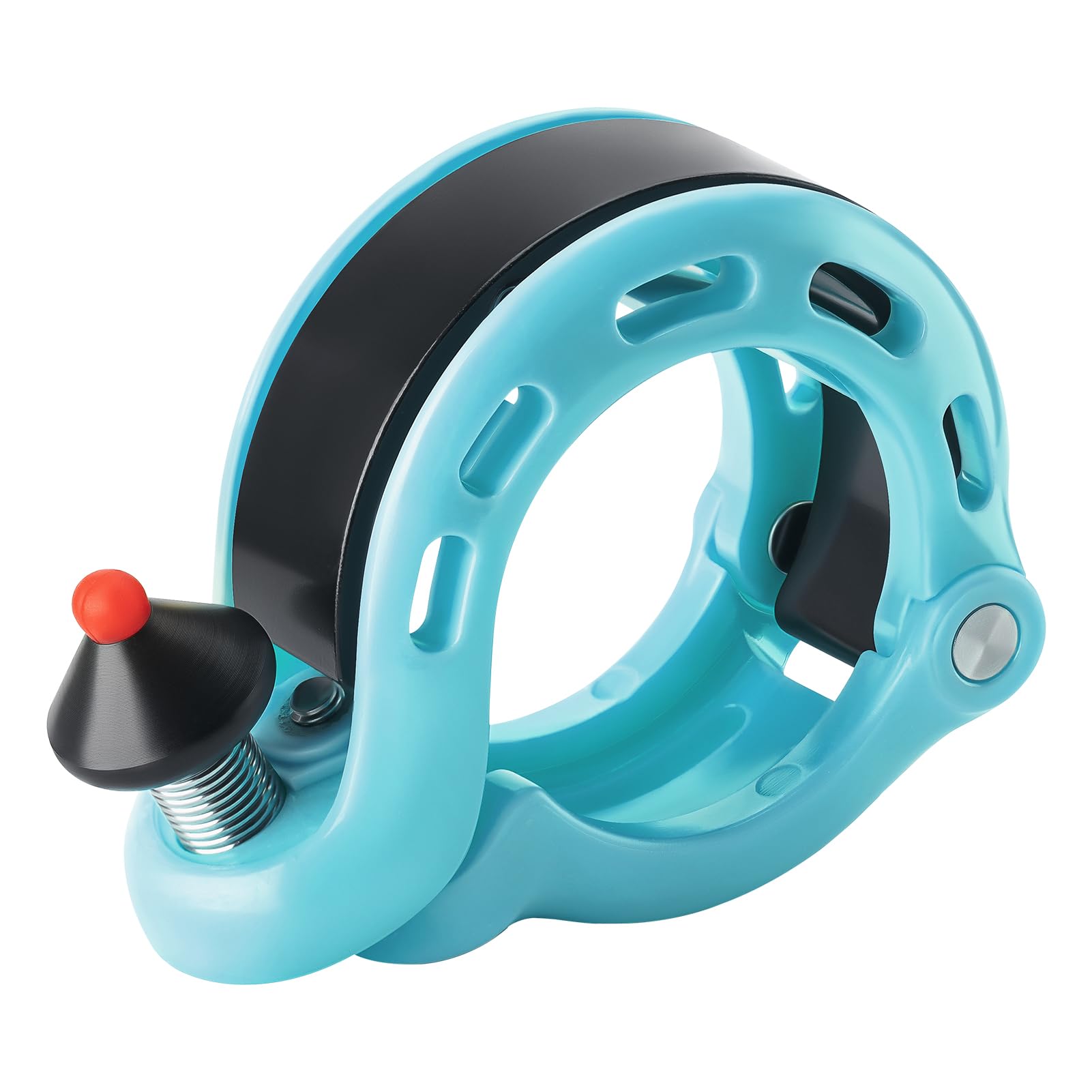 Clear-sounding hidden bike bell fits on handlebars for cyclists.#Color_Blue