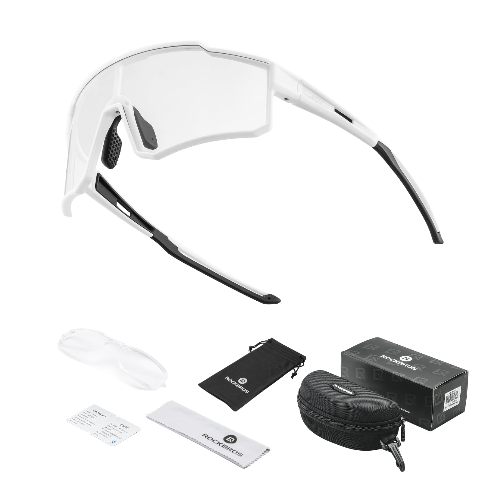 ROCKBROS Sports Sunglasses UV400 Protection Cycling Glasses with TR90 Frame #Style_White Photochromic Lense