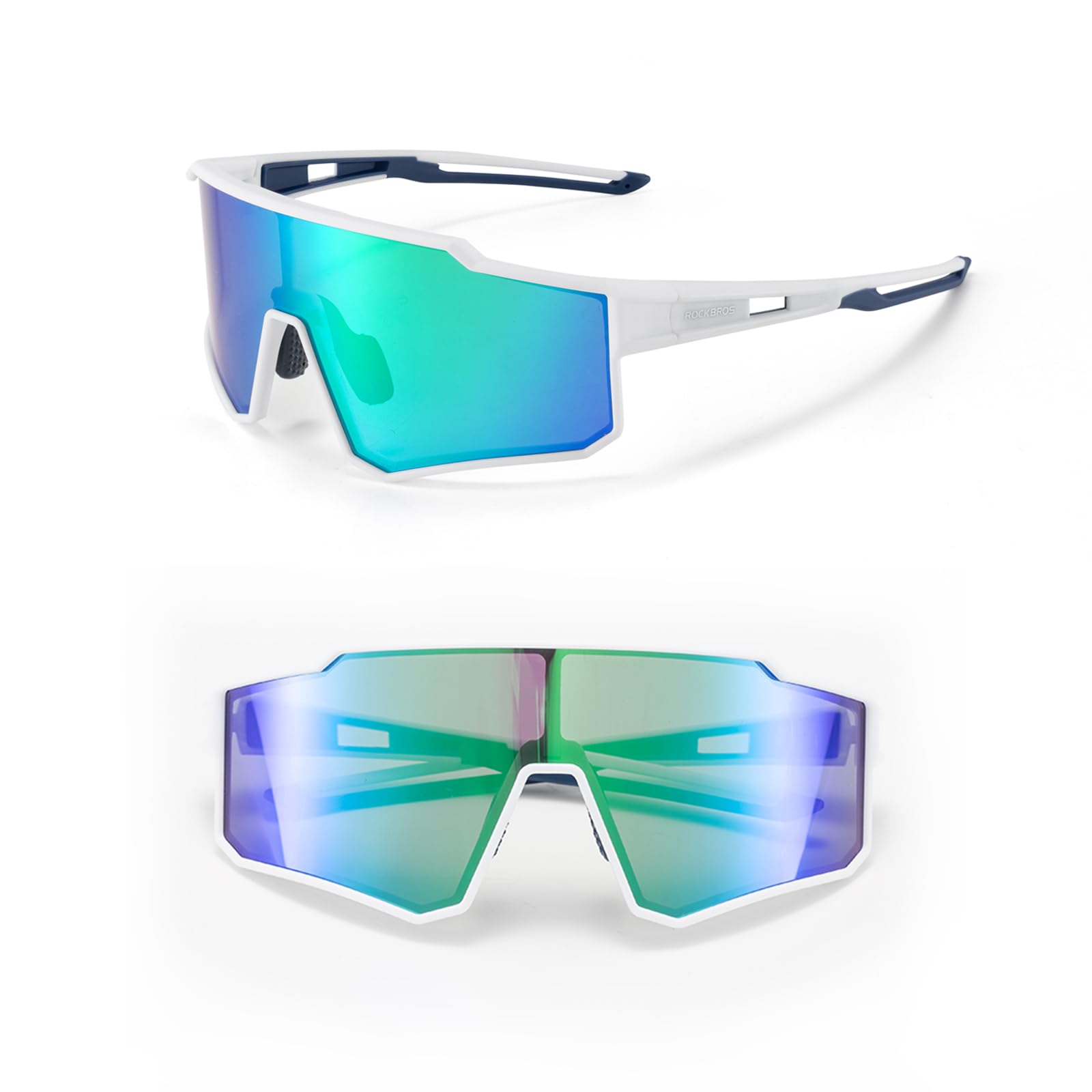 ROCKBROS Sports Sunglasses UV400 Protection Cycling Glasses with TR90 Frame #Style_White Polarized Lense