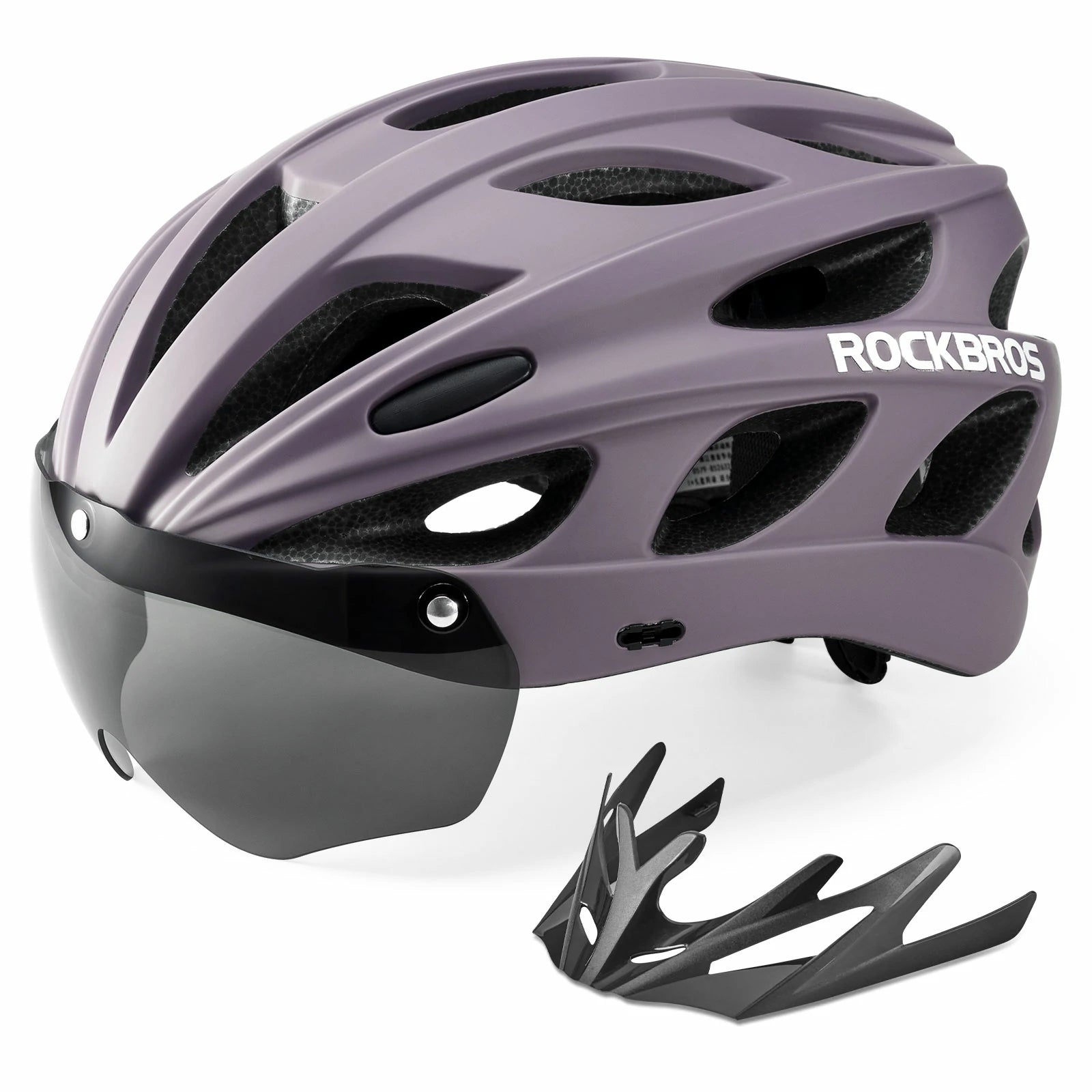 Lightweight adjustable adult cycling helmet in purple#Color_Ash Rose Purple