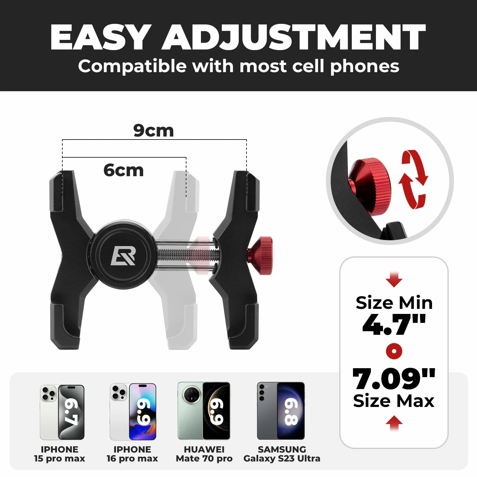 Aluminium Bicycle Phone Holder – Universal Mount for 4.7"-7.1"