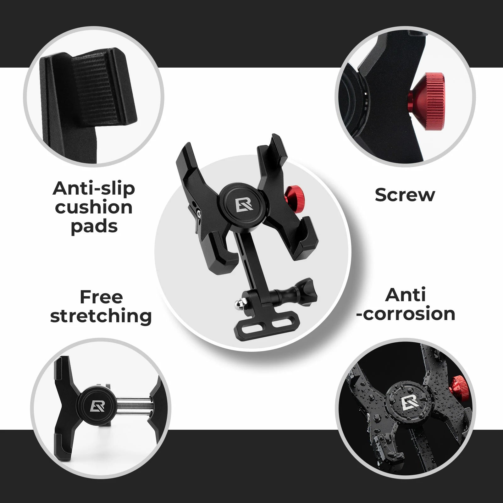 Aluminium Bicycle Phone Holder – Universal Mount for 4.7"-7.1" #Type_Handlebar Stem Mount