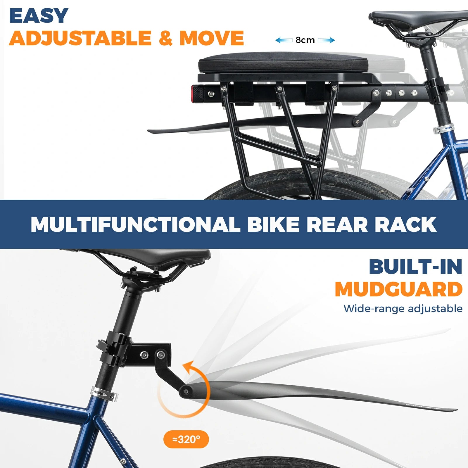 Aluminium Rear Bike Rack With Mudguard
