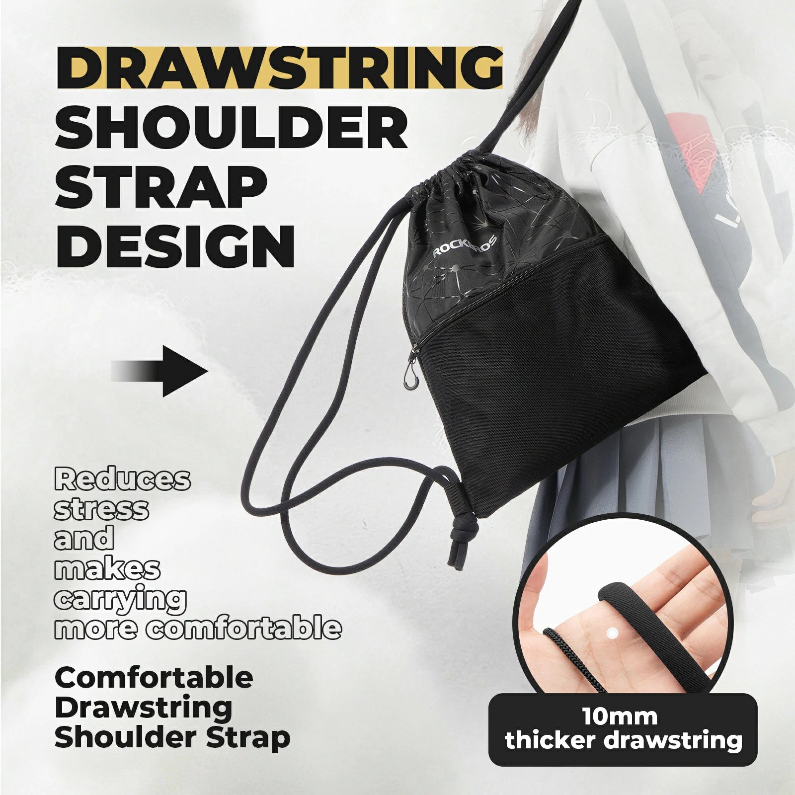 Backpack with Drawstring, Gym Bag, Drawstring Bag, Sports Bag, 9L Gym Bag