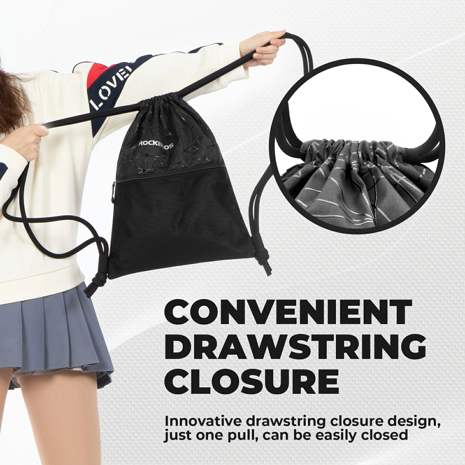Backpack with Drawstring, Gym Bag, Drawstring Bag, Sports Bag, 9L Gym Bag