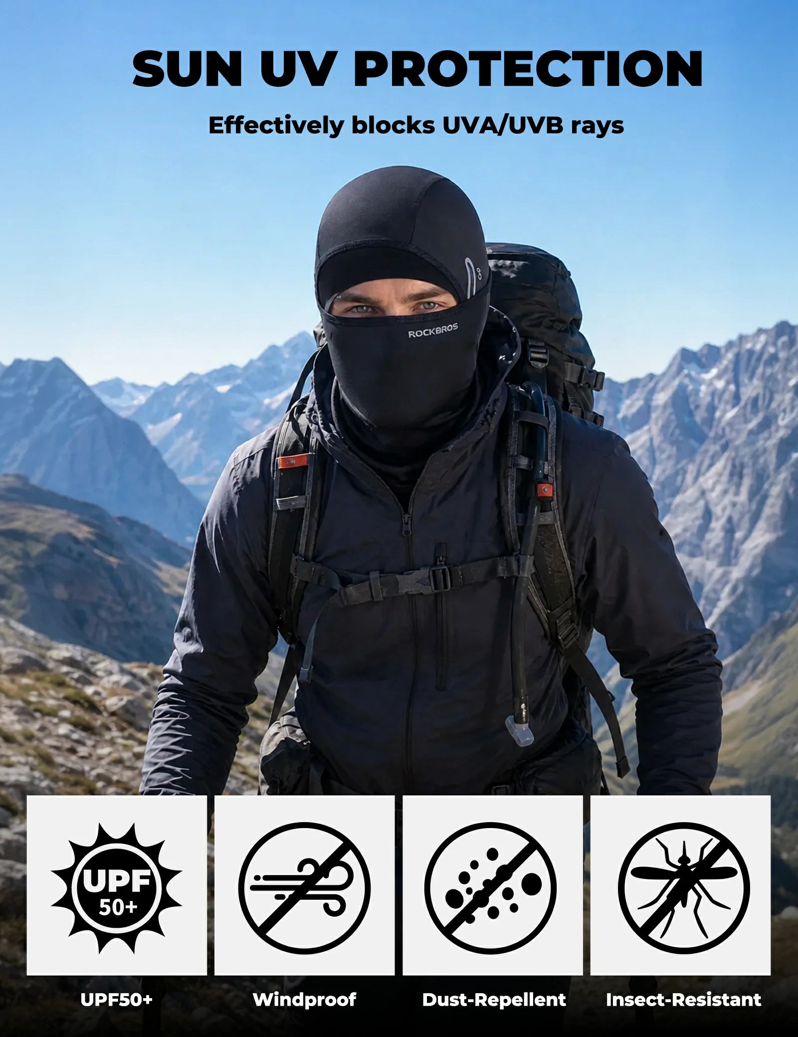 ROCKBROS balaclava uv protection breathable quick-dry cycling mask