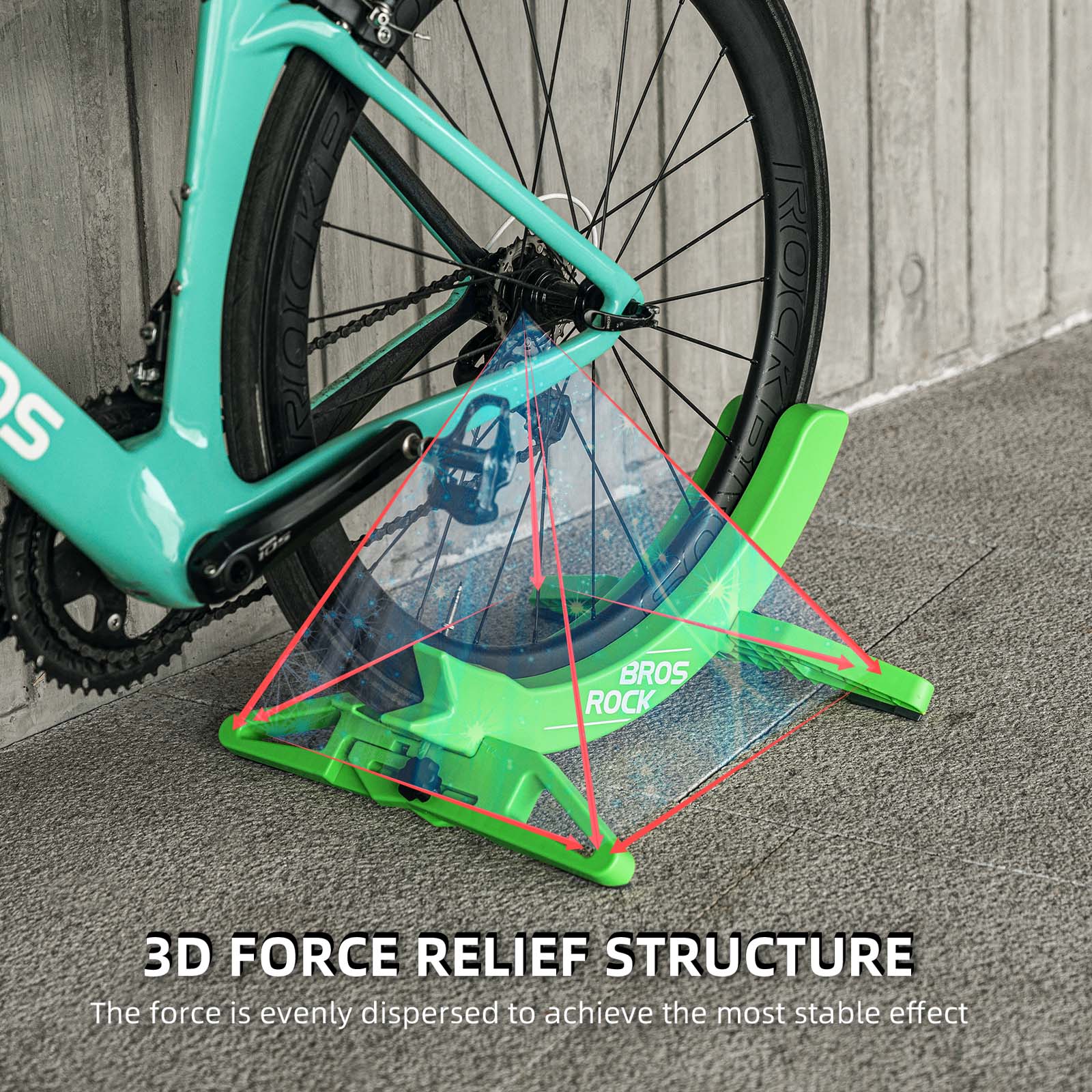 ROCKBROS Bicycle Floor Parking Rack Stand for all 26-80mm Wide Tires #Color_Green*2